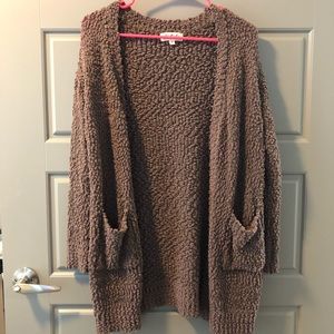 Brown Popcorn Cardigan